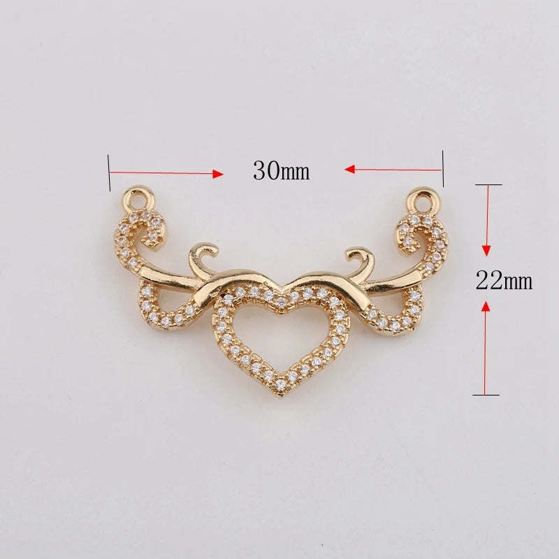 2Pcs Copper Edging Micro Zircon Double Pendant Jewelry Making