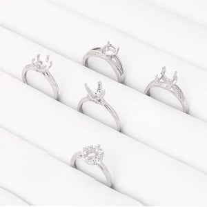 2Pcs Copper Pave CZ Moissanite Ring Setting Semi Mount Bases