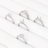 2Pcs Copper Pave CZ Moissanite Ring Setting Semi Mount Bases