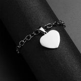 2Pcs Couple Photo Bracelet Stainless Steel Heart Bracelets Gift