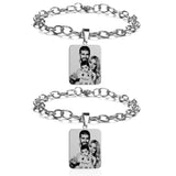 2Pcs Couple Photo Bracelet Stainless Steel Heart Bracelets Gift