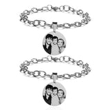 2Pcs Couple Photo Bracelet Stainless Steel Heart Bracelets Gift
