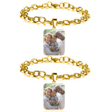 2Pcs Couple Photo Bracelet Stainless Steel Heart Bracelets Gift