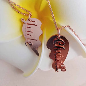 Couple Name Heart Pendent Necklaces Puzzle Pedent Family Jewelry Gift