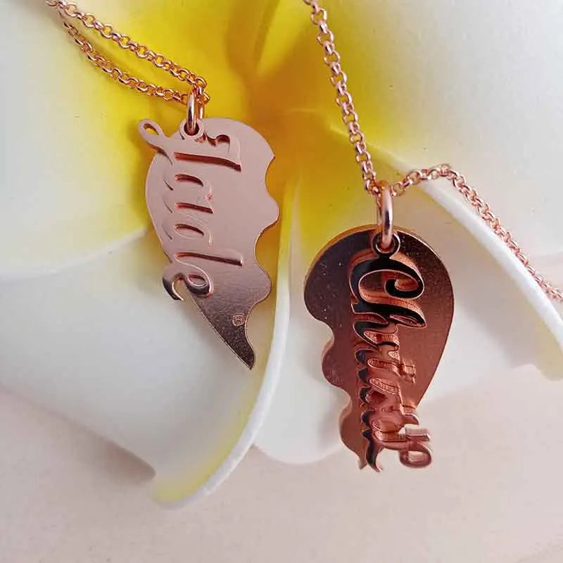 Couple Name Heart Pendent Necklaces Puzzle Pedent Family Jewelry Gift