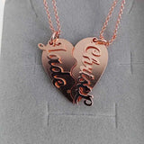 Couple Name Heart Pendent Necklaces Puzzle Pedent Family Jewelry Gift