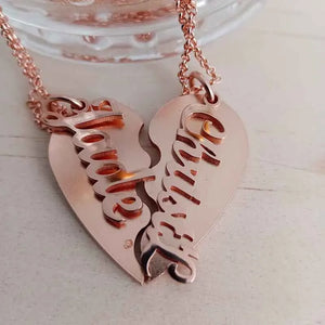 Couple Name Heart Pendent Necklaces Puzzle Pedent Family Jewelry Gift