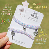 Bear Couple Magnetic Friendship Bracelet Hair Rope Wristband Set