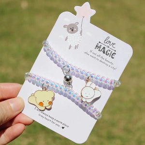 Bear Couple Magnetic Friendship Bracelet Hair Rope Wristband Set