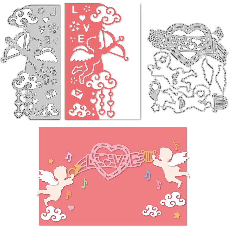 2Pcs Cupid Metal Cutting Dies Love Heart Die Cuts for DIY Scrapbook