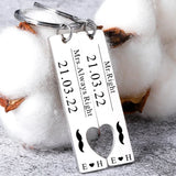 Personalized Heart Keychain with Date, Valentine's Gift for Couple