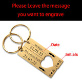 Personalized Heart Keychain with Date, Valentine's Gift for Couple