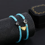 2Pcs Magnetic Heart Projection Bracelet Set for Girlfriend Birthday Gift