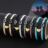 2Pcs Magnetic Heart Projection Bracelet Set for Girlfriend Birthday Gift