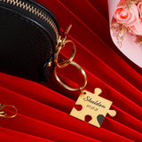 2Pcs Jigsaw Shape Stainless Steel Keychain Couple Anniversary Gift