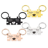 2Pcs Jigsaw Shape Stainless Steel Keychain Couple Anniversary Gift