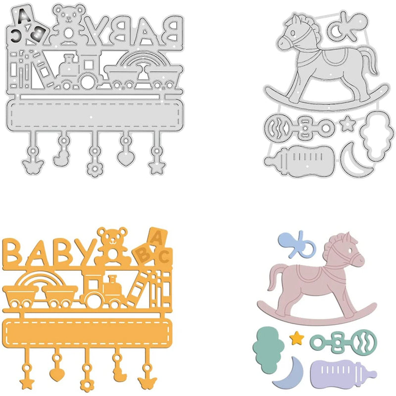 2Pcs Baby Products Metal Cutting Dies for DIY Scrapbook Birthday Cards Making
