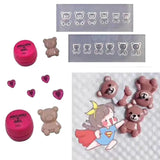 2Pcs Mini Bear Nail Art Silicone Mold Kit Nail Carving Mold