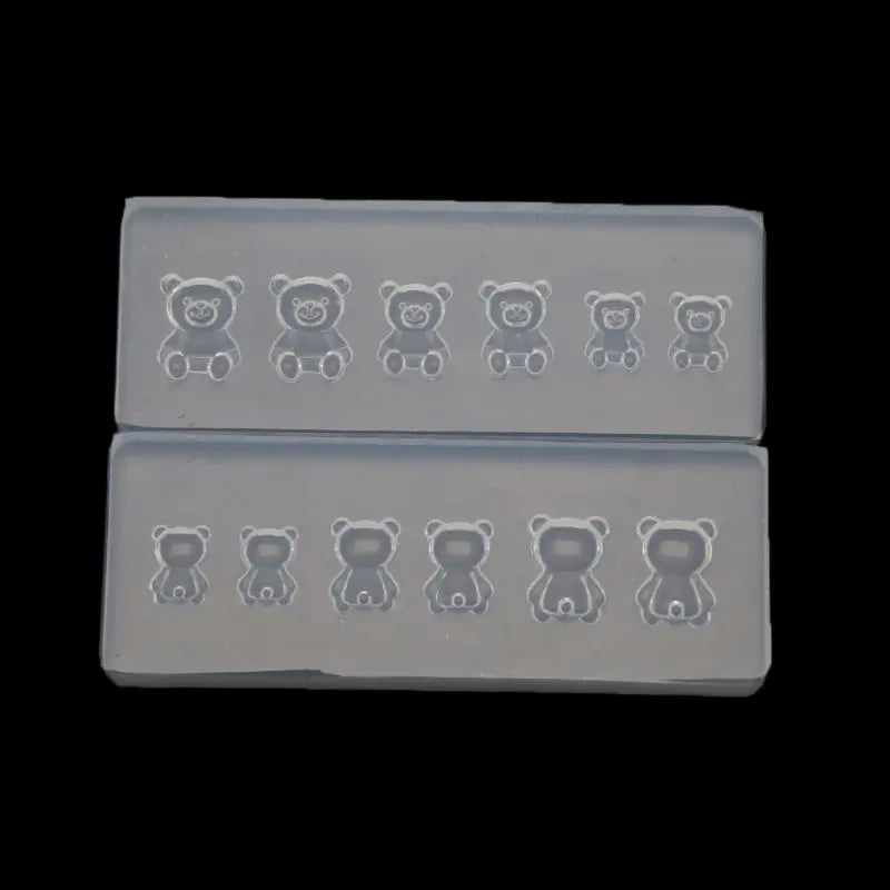 2Pcs Mini Bear Nail Art Silicone Mold Kit Nail Carving Mold