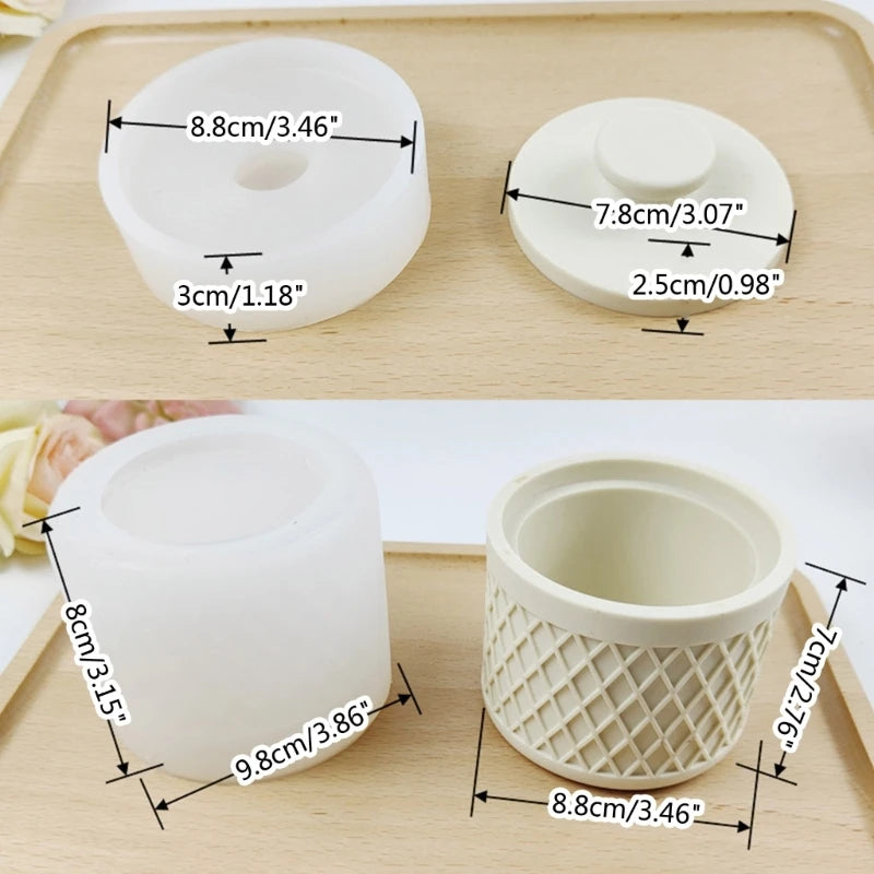2Pcs DIY Epoxy Candle Cup Storage Box Silicone Resin Bottle Mold