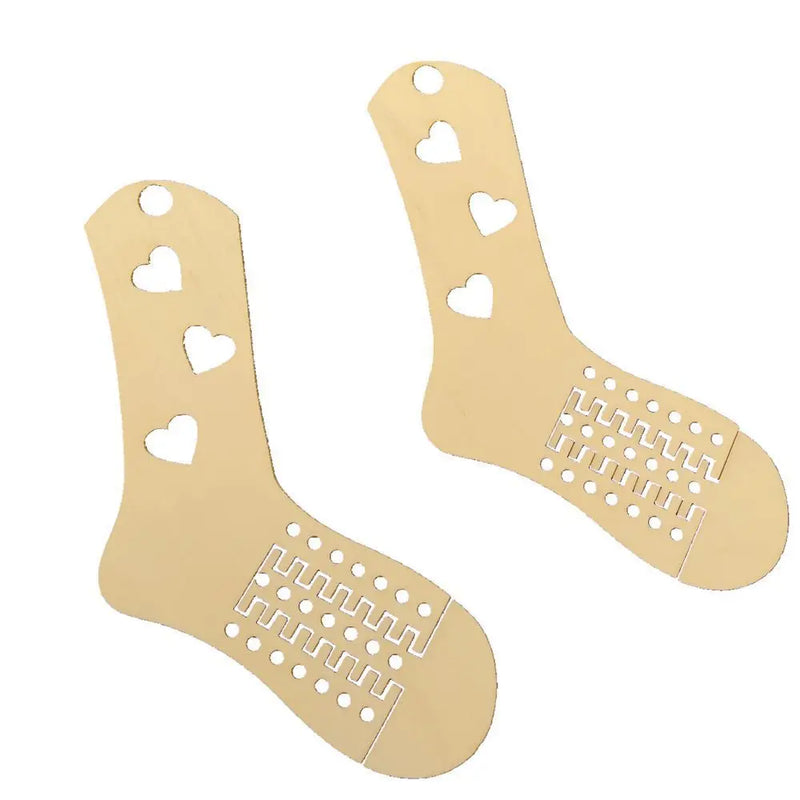 2Pcs DIY Wooden Sock Blocker Xmas Socks Hand Knitting Mold