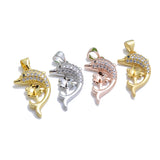 2Pcs Dolphin Pendant Base with CZ Inlays Cup and Peg Mounting 8mm
