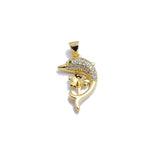 2Pcs Dolphin Pendant Base with CZ Inlays Cup and Peg Mounting 8mm