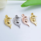 2Pcs Dolphin Pendant Base with CZ Inlays Cup and Peg Mounting 8mm