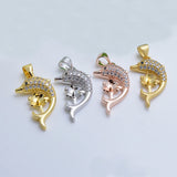 2Pcs Dolphin Pendant Base with CZ Inlays Cup and Peg Mounting 8mm