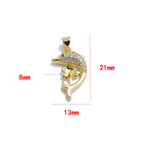 2Pcs Dolphin Pendant Base with CZ Inlays Cup and Peg Mounting 8mm