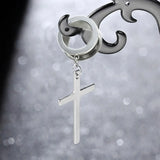 2Pcs Dangle Cross Ear Plugs Stainless Steel 4m-25mm