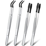 4Pcs Stainless Steel Tweezers Laboratory Hobby Jewelry Craft Tools