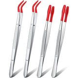 2Pcs Stainless Steel Tweezers Coated Laboratory Hobby Jewelry Craft Tools