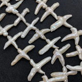 2Pcs Freshwater Pearl Cross Beads 15-60mm Baroque Pearl Charm