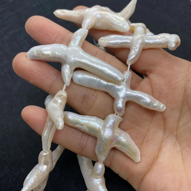 2Pcs Freshwater Pearl Cross Beads 15-60mm Baroque Pearl Charm