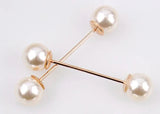 2Pcs Double Simulated Pearl Alloy Brooch Pin for Dress