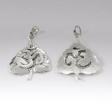 2Pcs Large 3D/OM Yoga Leaf Heart Charms Pendants For Necklace