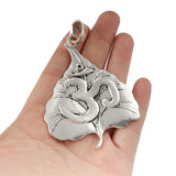 2Pcs Large 3D/OM Yoga Leaf Heart Charms Pendants For Necklace