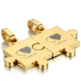 Stainless Steel Couple Love Puzzle Necklace Lover Jewelry Pendant