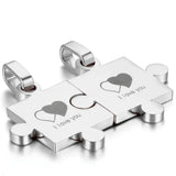 Stainless Steel Couple Love Puzzle Necklace Lover Jewelry Pendant