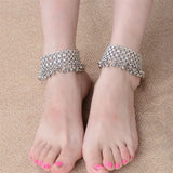 2Pcs Bell Decor Anklet Tassel Ankle Bracelet Barefoot Jewelry