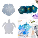 2Pcs Flower Sea Turtle Resin Coaster Mold Silicone Geode Coaster Resin Mold Tool