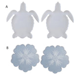 2Pcs Flower Sea Turtle Resin Coaster Mold Silicone Geode Coaster Resin Mold Tool