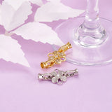 2Pcs CZ Fold Over Clasps Brass Micro Pave Clear Cubic Zirconia Extender Bracelet
