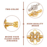 2Pcs CZ Fold Over Clasps Brass Micro Pave Clear Cubic Zirconia Extender Bracelet