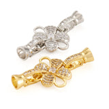 2Pcs CZ Fold Over Clasps Brass Micro Pave Clear Cubic Zirconia Extender Bracelet