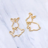 2Pcs Rabbits Resin Frame Open Bezels Setting Blank Pendant