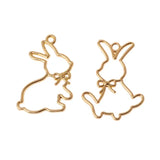 2Pcs Rabbits Resin Frame Open Bezels Setting Blank Pendant