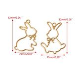2Pcs Rabbits Resin Frame Open Bezels Setting Blank Pendant