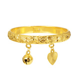 2Pcs Bell Heart Baby Bangle Bracelet Kids Bangles Jewelry